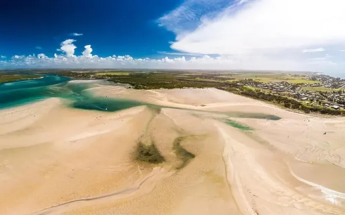 Framed Print : Drone aerial view of Elliott Heads Beach and River, Queensland, Australia Framed Print : Drone aerial view of Elliott Heads Beach and River, Queensland, Australia