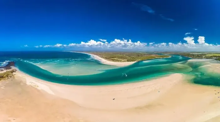 Framed Print : Drone aerial view of Elliott Heads Beach and River, Queensland, Australia Framed Print : Drone aerial view of Elliott Heads Beach and River, Queensland, Australia