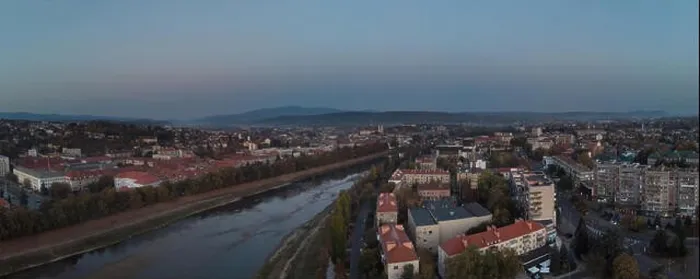 Framed Print : Drone aerial view on the residential area in river Uzh the Uzhgorod Zakarpattya Ukraine Framed Print : Drone aerial view on the residential area in river Uzh the Uzhgorod Zakarpattya Ukraine