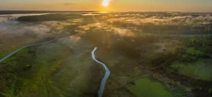 Framed Print : Drone aerial view river landscape. Summer landscape Framed Print : Drone aerial view river landscape. Summer landscape