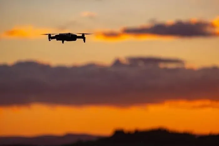 Framed Print : Drone against the background of the setting sun Framed Print : Drone against the background of the setting sun