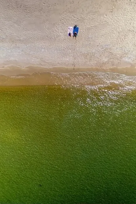 Framed Print : From above drone captured top view of a sandy beach in Sardinia Framed Print : From above drone captured top view of a sandy beach in Sardinia