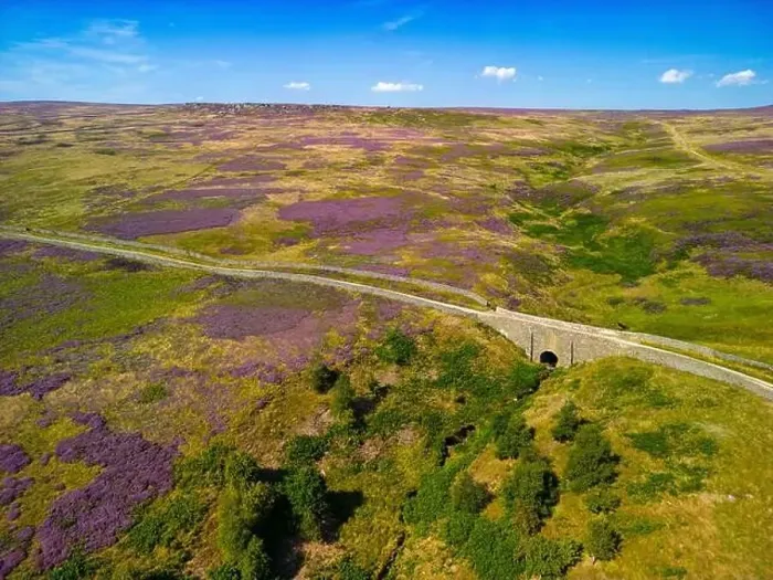 Framed Print : A drone captures the breathtaking view of the ancient bridge on Kirkby Malzeard Moor Framed Print : A drone captures the breathtaking view of the ancient bridge on Kirkby Malzeard Moor