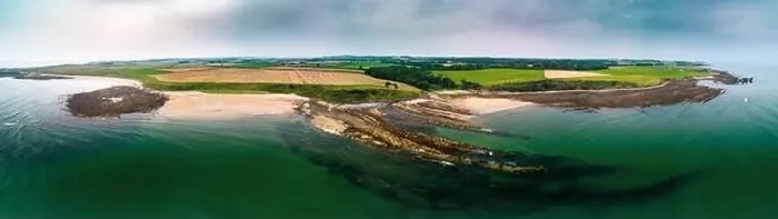 Framed Print : The drone captures an expansive view of Longhoughton Beach Framed Print : The drone captures an expansive view of Longhoughton Beach