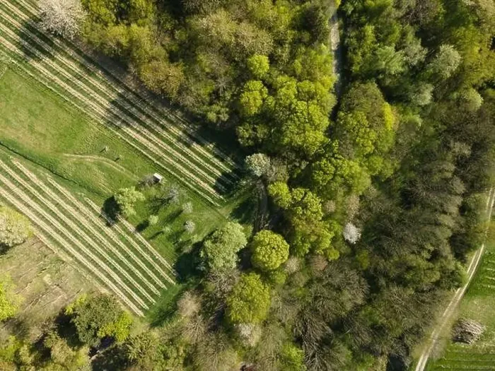 Framed Print : Drone flight over green meadows, forests, landscape, nature in April in Austria Framed Print : Drone flight over green meadows, forests, landscape, nature in April in Austria