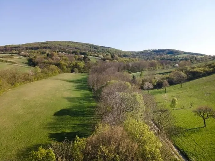 Framed Print : Drone flight over green meadows, forests, landscape, nature in April in Austria Framed Print : Drone flight over green meadows, forests, landscape, nature in April in Austria