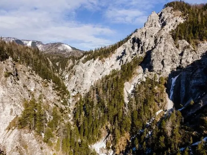 Framed Print : Drone flight over the Oetschergraeben canyon in Lower Austria in winter Framed Print : Drone flight over the Oetschergraeben canyon in Lower Austria in winter