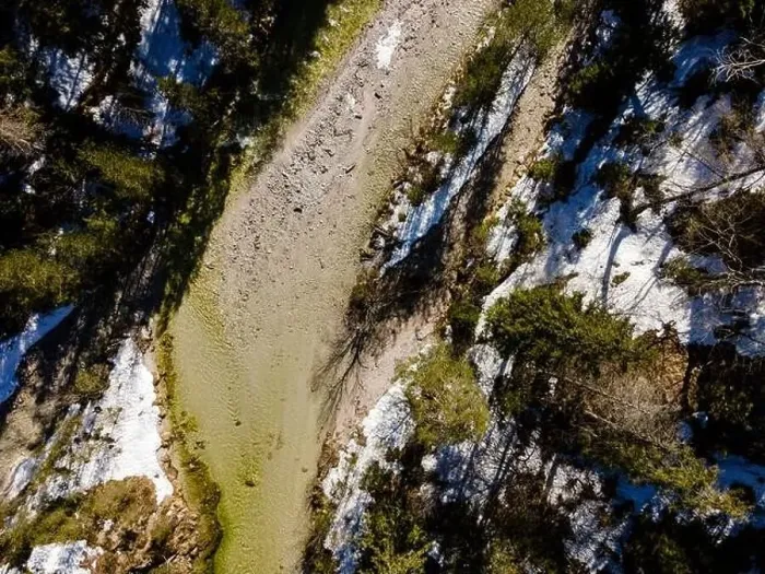 Framed Print : Drone flight over the Oetschergraeben canyon in Lower Austria in winter