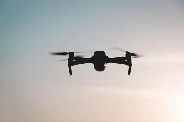 Framed Print : The drone is in flight at sunset Framed Print : The drone is in flight at sunset