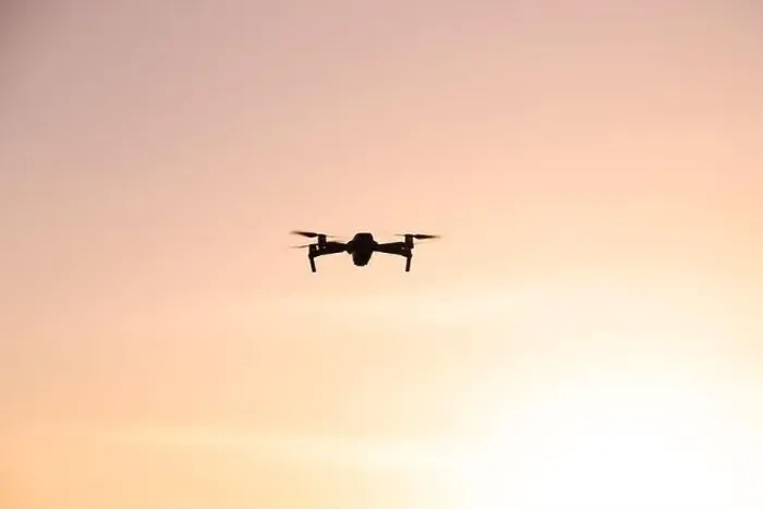 Framed Print : The drone is in flight at sunset Framed Print : The drone is in flight at sunset