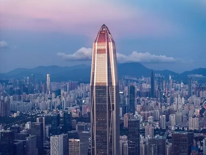 Framed Print : Drone fly over Shenzhen city central business district, aerial panorama China at night Framed Print : Drone fly over Shenzhen city central business district, aerial panorama China at night