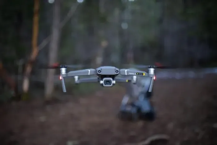 Framed Print : Drone flying low in the middle of a forest Framed Print : Drone flying low in the middle of a forest