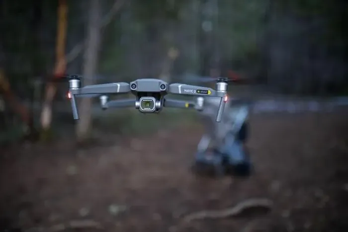 Framed Print : Drone flying low in the middle of a forest Framed Print : Drone flying low in the middle of a forest