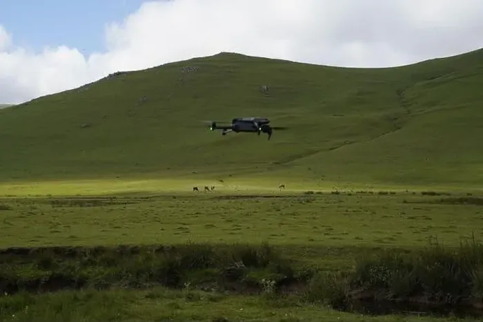 Framed Print : Drone flying on plateau nature Framed Print : Drone flying on plateau nature