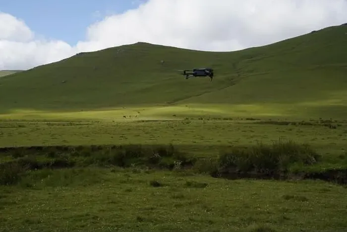 Framed Print : Drone flying on plateau nature Framed Print : Drone flying on plateau nature