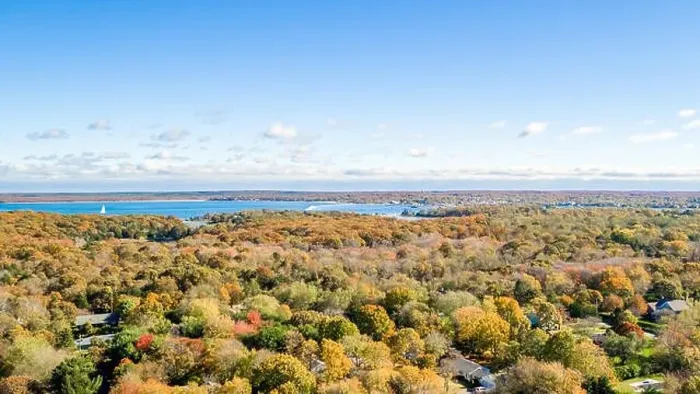 Framed Print : Drone image of North Haven and a distant Sag Harbor, NY Framed Print : Drone image of North Haven and a distant Sag Harbor, NY