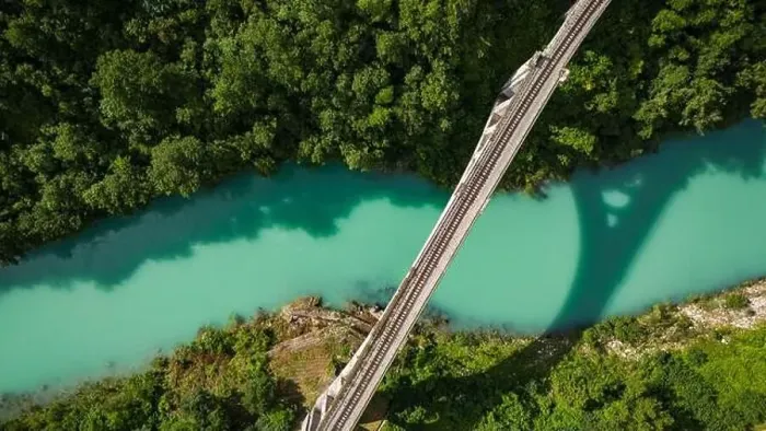Framed Print : Drone Image: Solkan Rail Bridge Spanning River Soca, Slovenia Framed Print : Drone Image: Solkan Rail Bridge Spanning River Soca, Slovenia