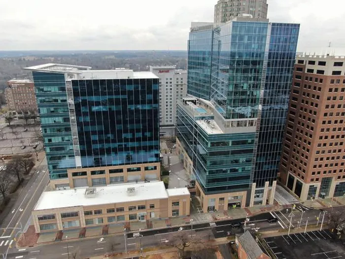 Framed Print : Drone images of downtown Raleigh NC skyline and high rise construction Framed Print : Drone images of downtown Raleigh NC skyline and high rise construction