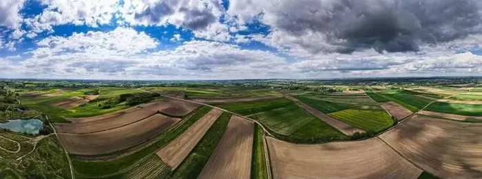 Framed Print : Drone Panorama Over Agriculture Landscape at Spring in Poland