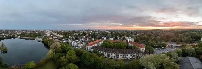 Framed Print : Drone panorama of the Hessian university city Darmstadt in Germany in the morning light Framed Print : Drone panorama of the Hessian university city Darmstadt in Germany in the morning light