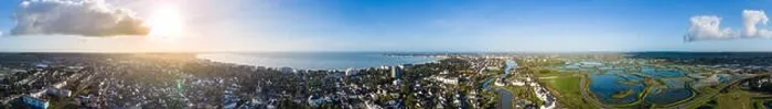Framed Print : Drone panorama of La Baule Escoublac with seaside, beach and salt marshes Framed Print : Drone panorama of La Baule Escoublac with seaside, beach and salt marshes