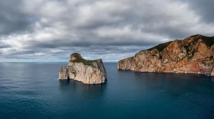 Framed Print : Drone panorama landscape of the cliffs and sea stacks at Porto Flavia on Sardinia Framed Print : Drone panorama landscape of the cliffs and sea stacks at Porto Flavia on Sardinia