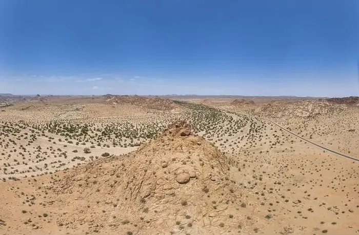 Framed Print : Drone panorama over the Namibian desert landscape near Twyfelfontein during the day in summer Framed Print : Drone panorama over the Namibian desert landscape near Twyfelfontein during the day in summer