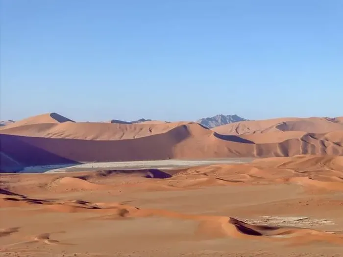 Framed Print : Drone panorama over the Sossusvlei and the surrounding dunes of the Namib Desert in Namibia during the day in summer