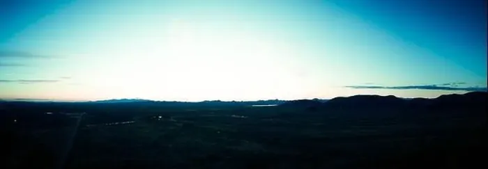 Framed Print : Drone panorama of a sunset over the Sonoran desert of Arizona in blue tones with partly cloudy skies Framed Print : Drone panorama of a sunset over the Sonoran desert of Arizona in blue tones with partly cloudy skies