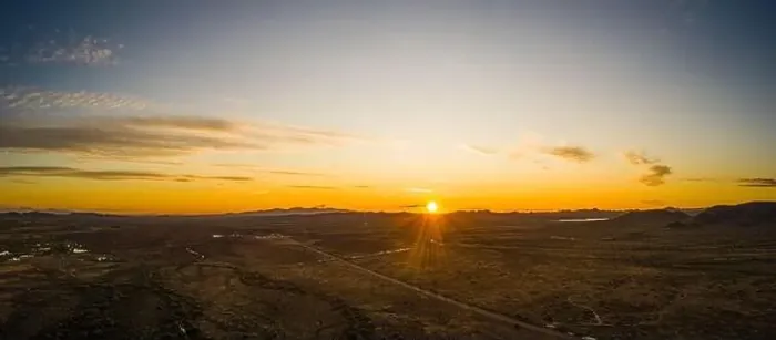 Framed Print : Drone panorama of a sunset over the Sonoran desert of Arizona with partly cloudy skies Framed Print : Drone panorama of a sunset over the Sonoran desert of Arizona with partly cloudy skies