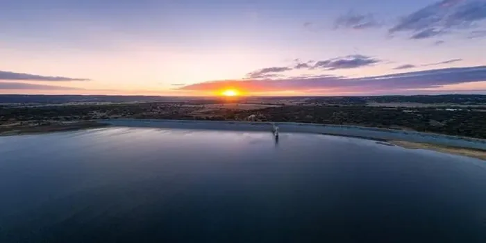 Framed Print : Drone panoramic aerial view of Minutos Dam in Arraiolos Alentejo at sunset, Portugal Framed Print : Drone panoramic aerial view of Minutos Dam in Arraiolos Alentejo at sunset, Portugal