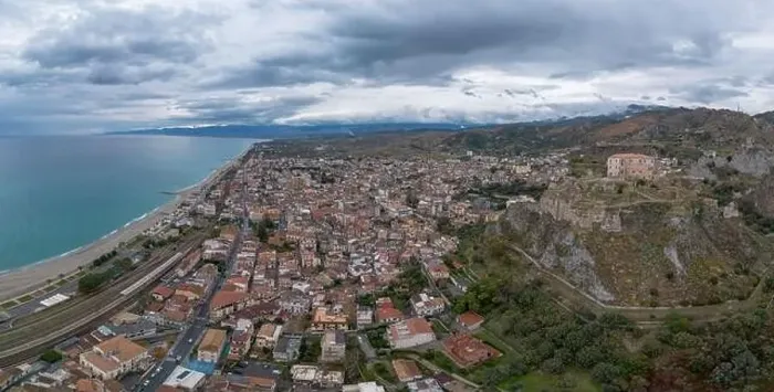 Framed Print : Drone perspective of the picturesque Calabrian village of Roccella Ionica
