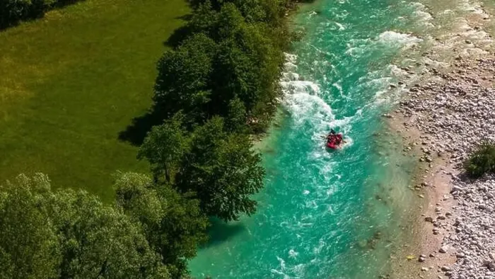 Framed Print : Drone Perspective of the Soca River Flowing Through Mountains in Bovec Framed Print : Drone Perspective of the Soca River Flowing Through Mountains in Bovec