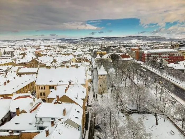 Framed Print : Drone photo of the city center of Sibiu Framed Print : Drone photo of the city center of Sibiu