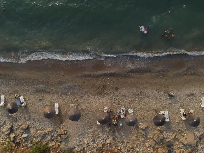 Framed Print : drone photo of exotic place mytikas beach in preveza, greece, epirus Framed Print : drone photo of exotic place mytikas beach in preveza, greece, epirus