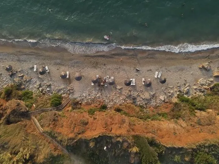 Framed Print : drone photo of exotic place mytikas beach in preveza, greece, epirus Framed Print : drone photo of exotic place mytikas beach in preveza, greece, epirus