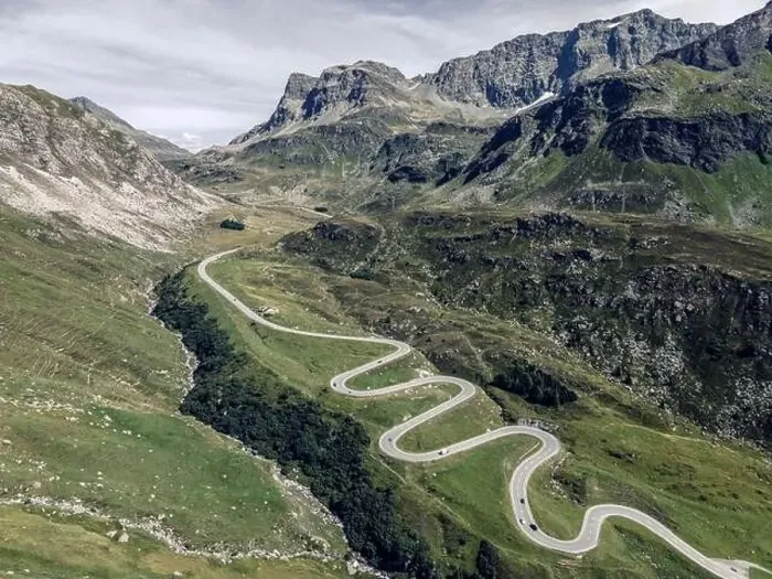Framed Print : Drone photo of winding roads on Julierpass in Switzerland Framed Print : Drone photo of winding roads on Julierpass in Switzerland