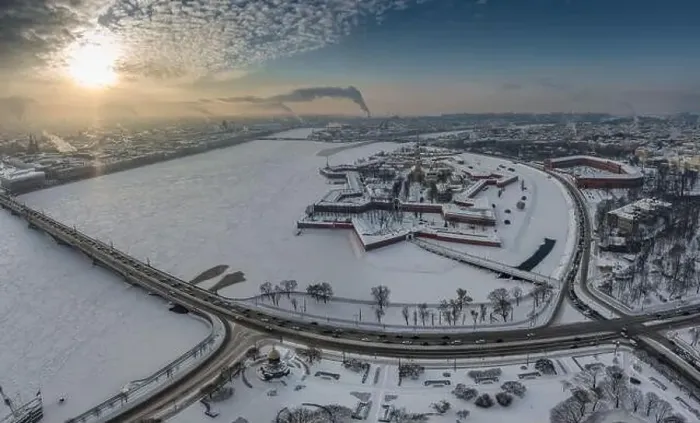 Framed Print : Drone point of view of winter St Framed Print : Drone point of view of winter St