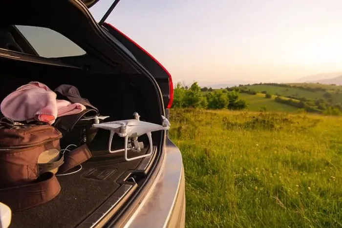 Framed Print : drone ready for fly in suv trunk landscape nature mountains sunset Framed Print : drone ready for fly in suv trunk landscape nature mountains sunset