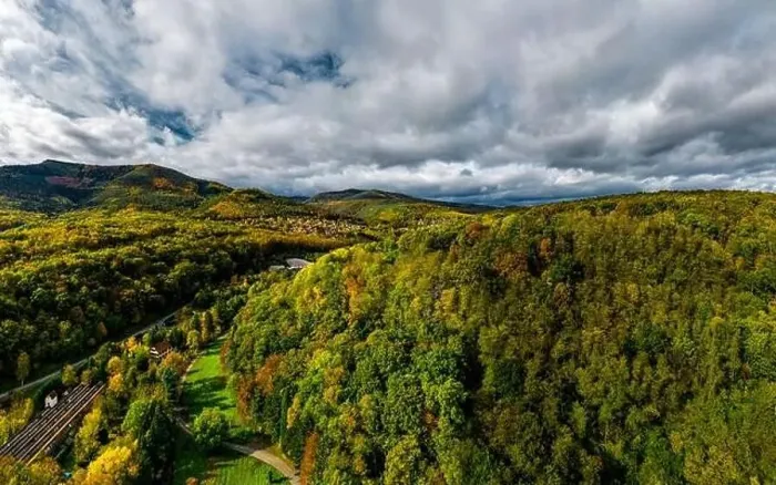 Framed Print : A drone rises above a multi-colored valley in the Vosges Framed Print : A drone rises above a multi-colored valley in the Vosges