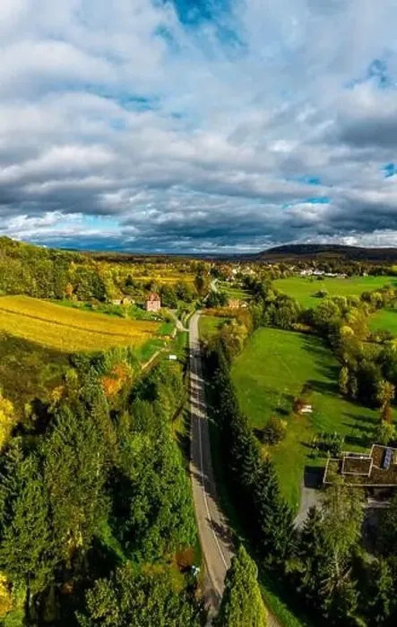 Framed Print : A drone rises above a multi-colored valley in the Vosges Framed Print : A drone rises above a multi-colored valley in the Vosges