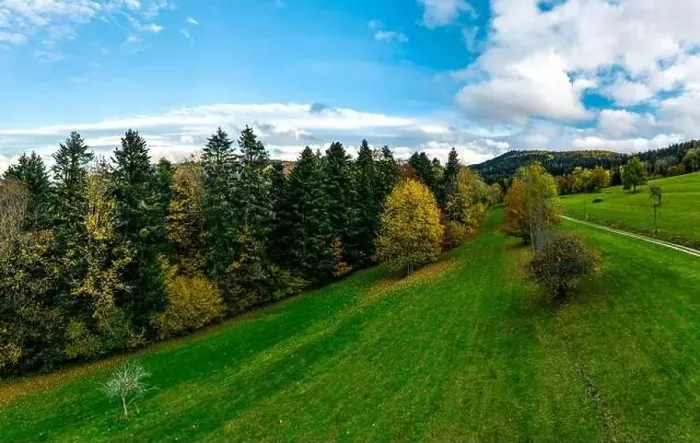 Framed Print : A drone rises above a multi-colored valley in the Vosges Framed Print : A drone rises above a multi-colored valley in the Vosges