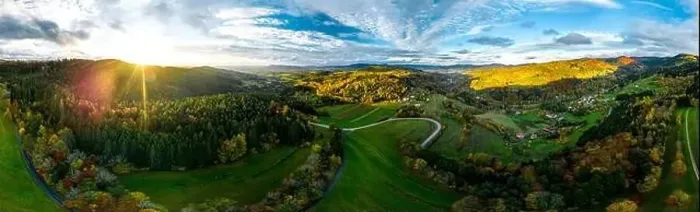 Framed Print : A drone rises above a multi-colored valley in the Vosges Framed Print : A drone rises above a multi-colored valley in the Vosges