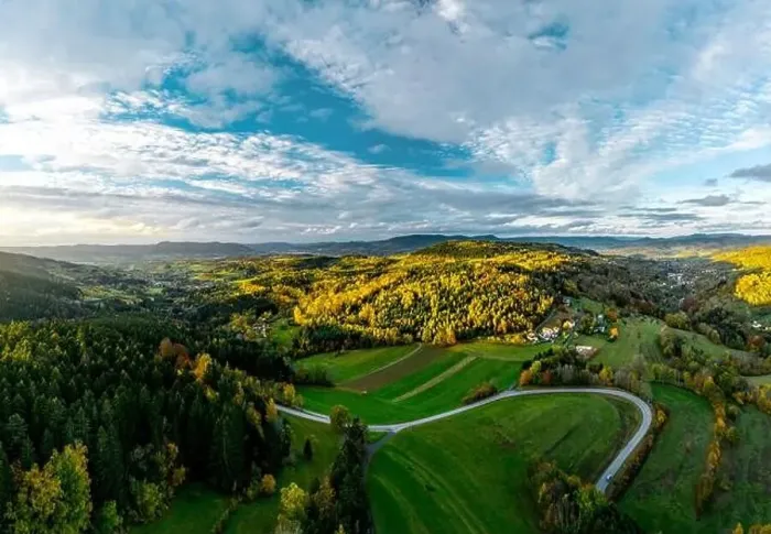 Framed Print : A drone rises above a multi-colored valley in the Vosges Framed Print : A drone rises above a multi-colored valley in the Vosges