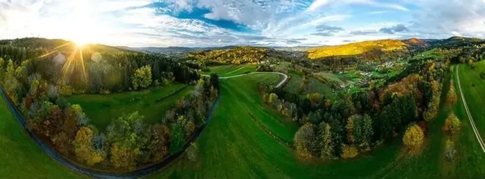 Framed Print : A drone rises above a multi-colored valley in the Vosges Framed Print : A drone rises above a multi-colored valley in the Vosges