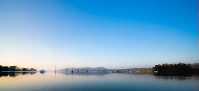 Framed Print : Drone shot of early morning on lake windermere Framed Print : Drone shot of early morning on lake windermere