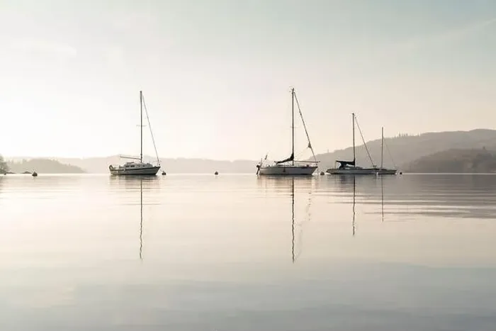 Framed Print : Drone shot of early morning on lake windermere Framed Print : Drone shot of early morning on lake windermere