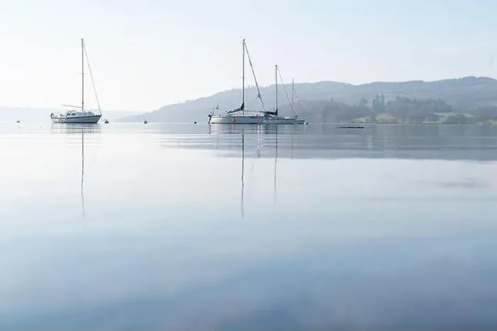 Framed Print : Drone shot of early morning on lake windermere Framed Print : Drone shot of early morning on lake windermere