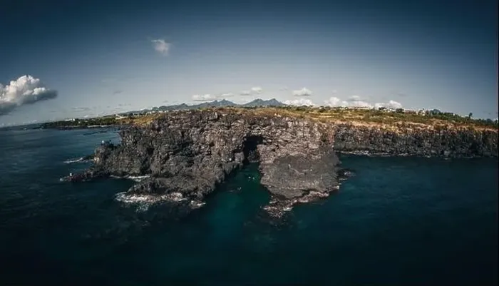 Framed Print : Drone shot taken from the top of the cliff near albion in mauritius island Framed Print : Drone shot taken from the top of the cliff near albion in mauritius island