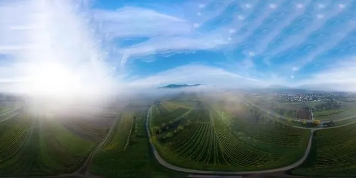Framed Print : A drone spherical 360-degree panoramic view of the stunning expanse of the Vosges foothills